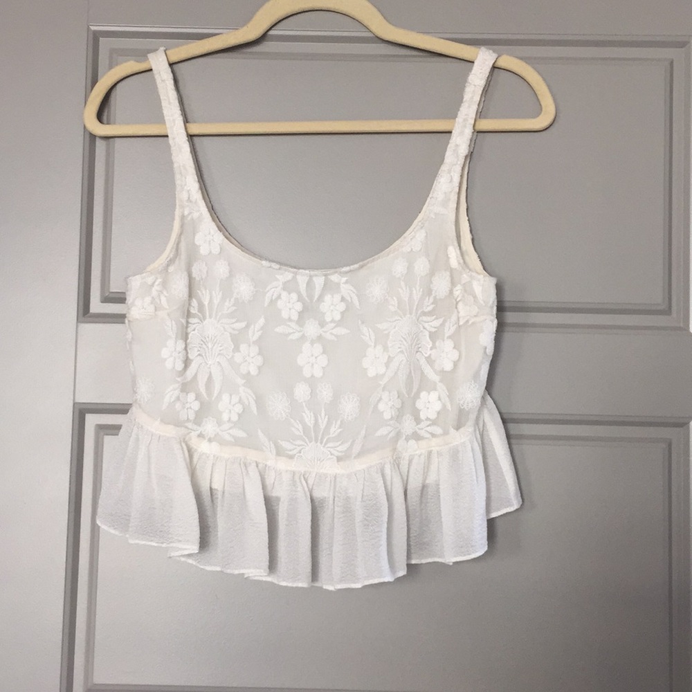 Elizabeth and James white silk crop top